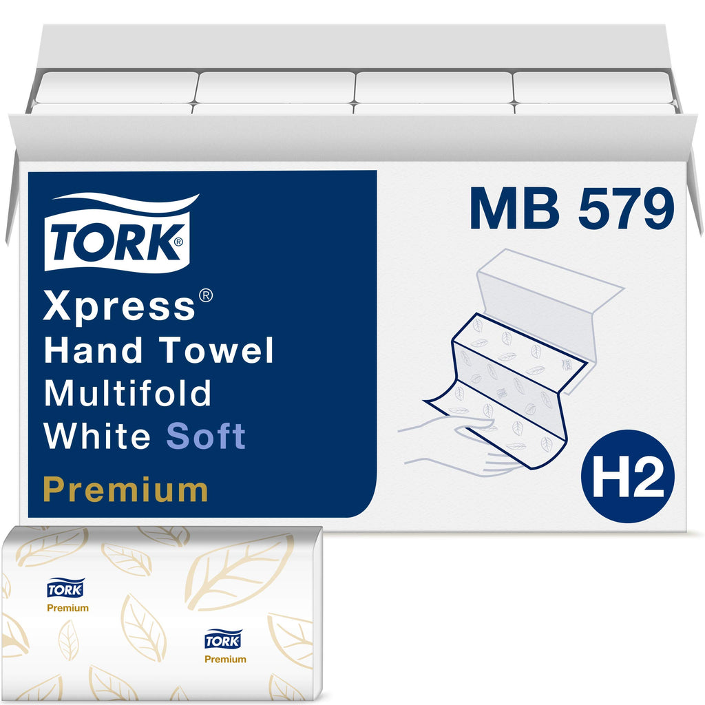 White Multifold Hand Towel with Blue Leaf Print B581488
