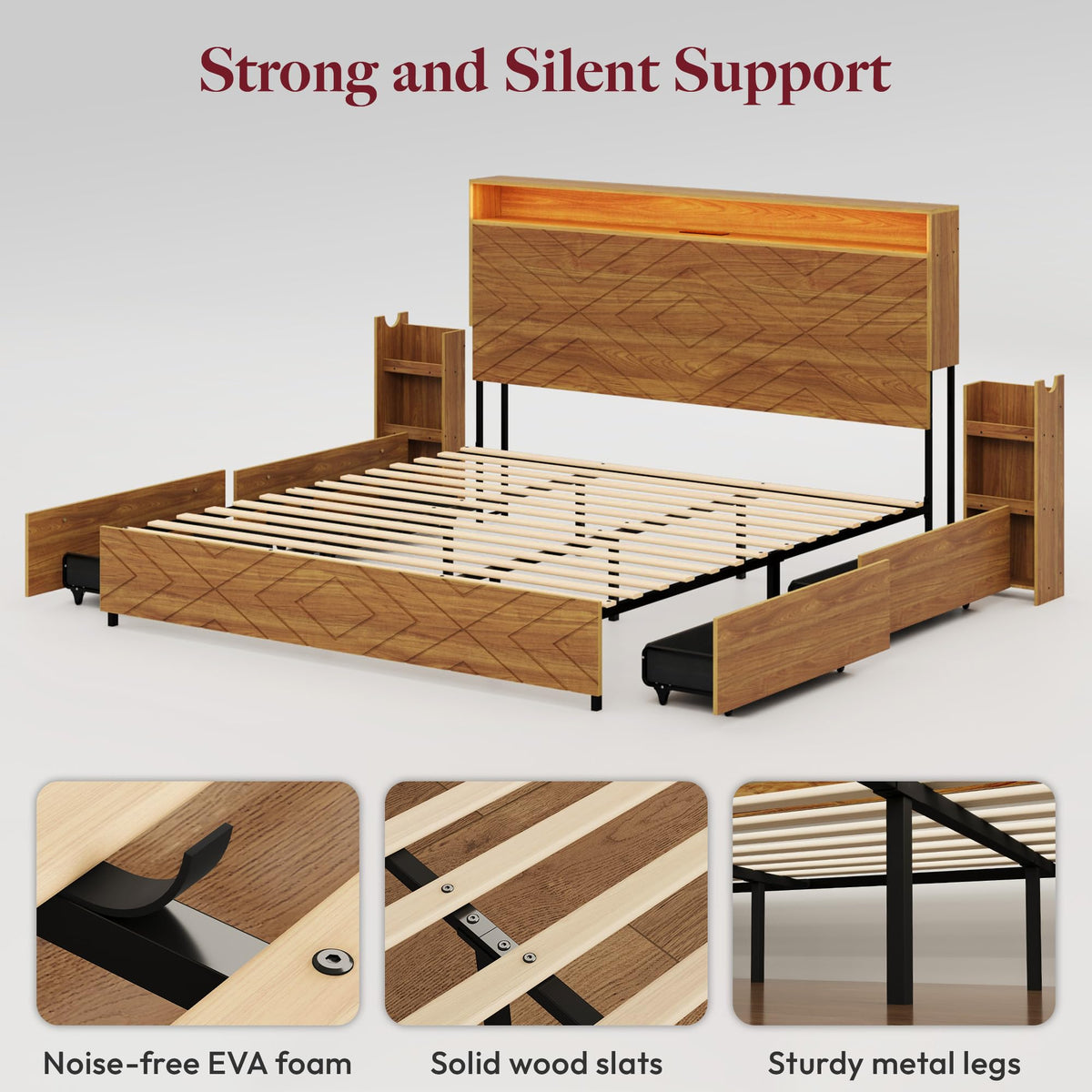 Queen Bed Frame with 4 Drawers D41480