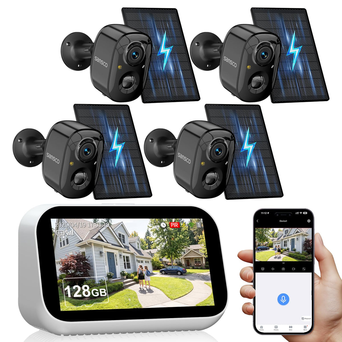 4 Cam Wireless Solar Security Camera System H111255