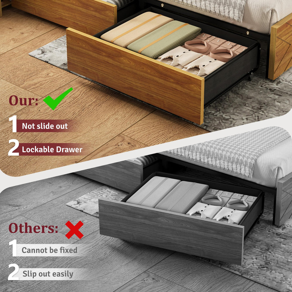 Queen Bed Frame with 4 Drawers D41480
