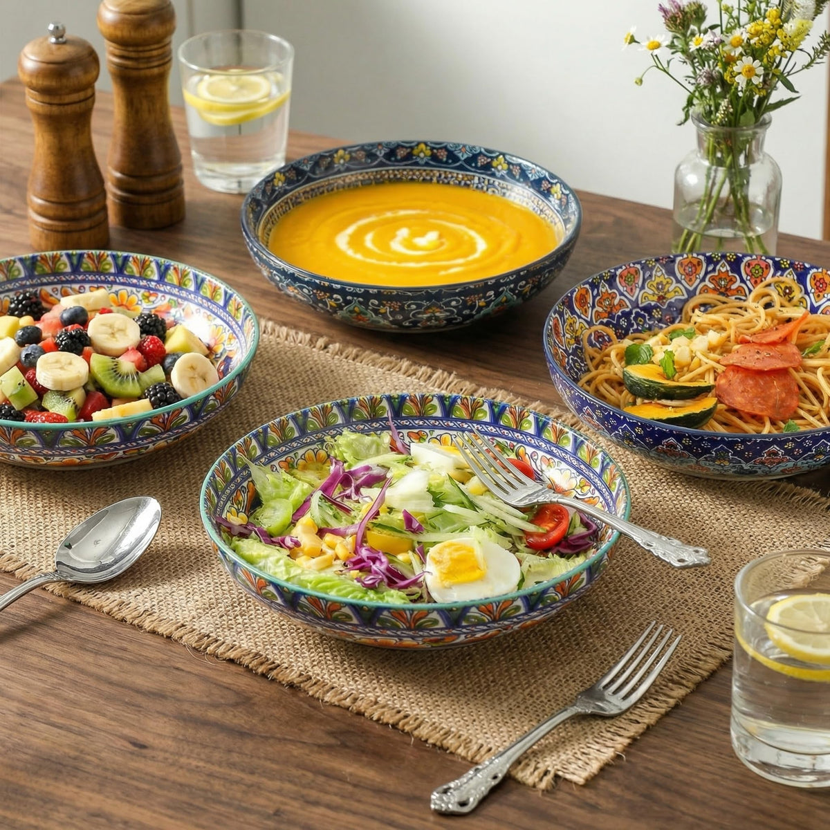 Pasta Bowls Set of 4, 42 oz Ceramic Serving Bowls G36500