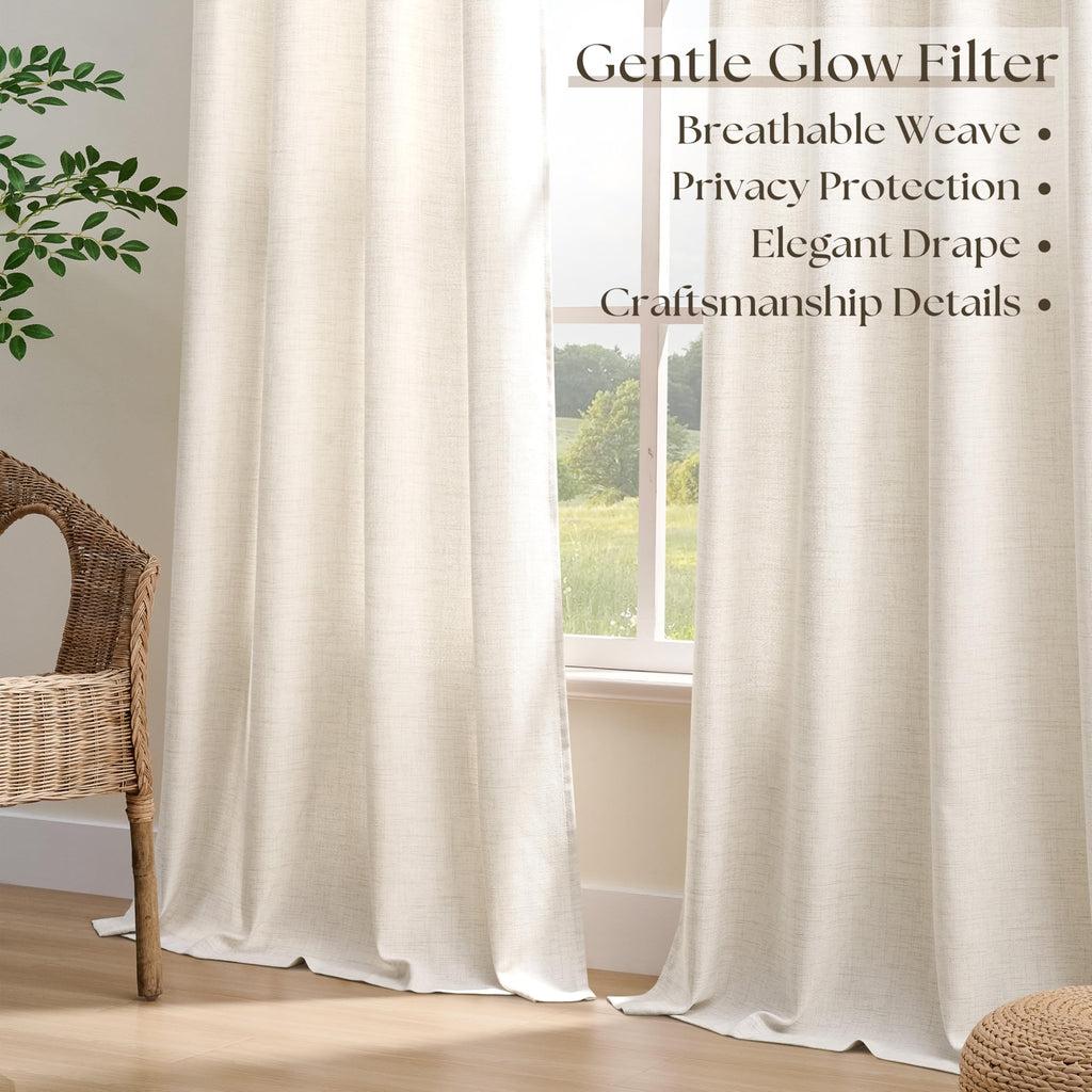 Linen 100 Inch Wide 84 Inch Length Ivory Curtains O46837