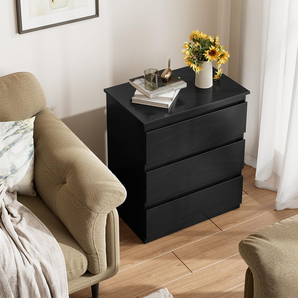 Black 3 Drawer Nightstand R615081