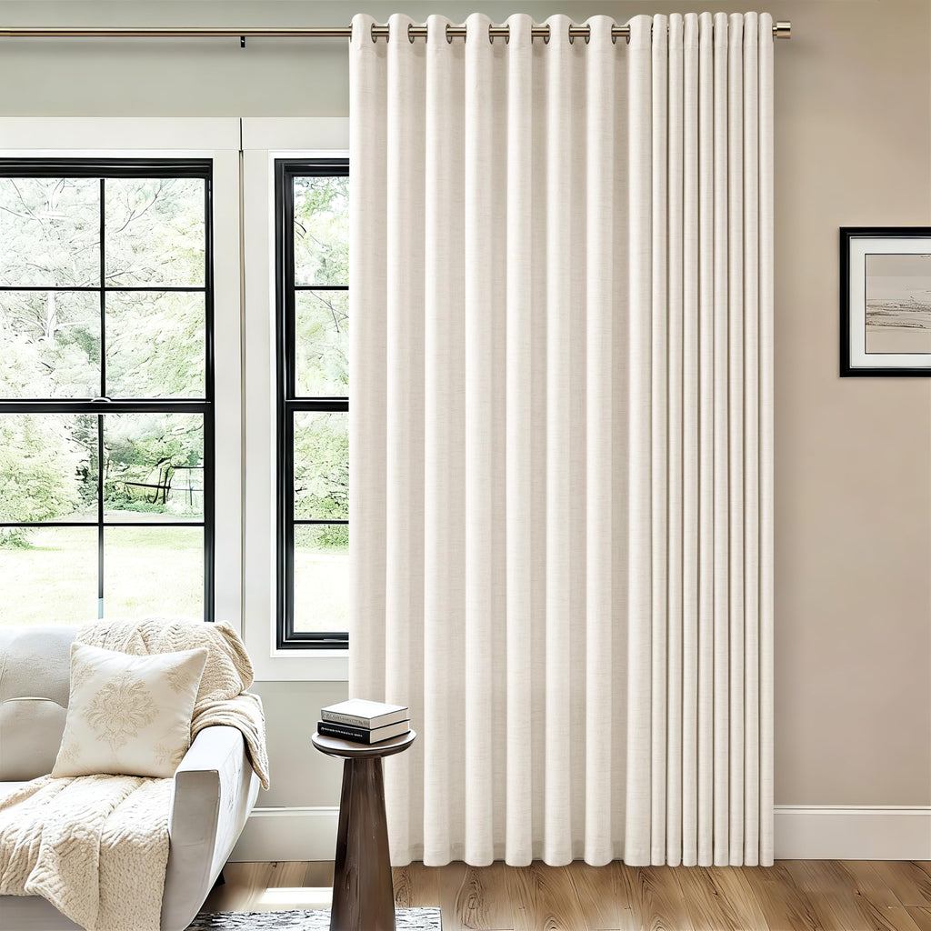 Linen 100 Inch Wide 84 Inch Length Ivory Curtains O46837