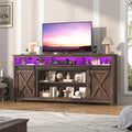 Farmhouse TV Stand with Power Outlet and Sliding Barn Doors Z9295