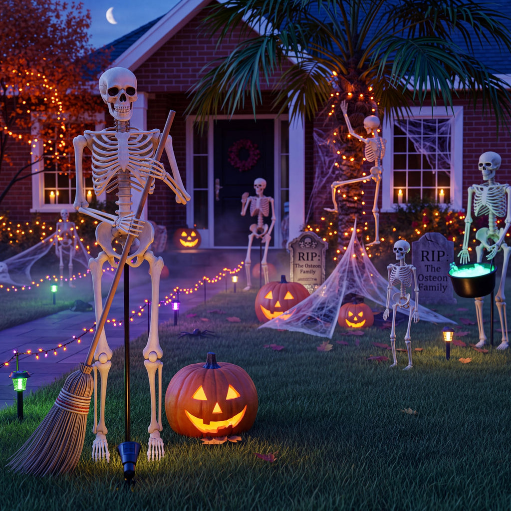 6 Pack Halloween Skeletons 3 5.4ft 3 3ft Y583