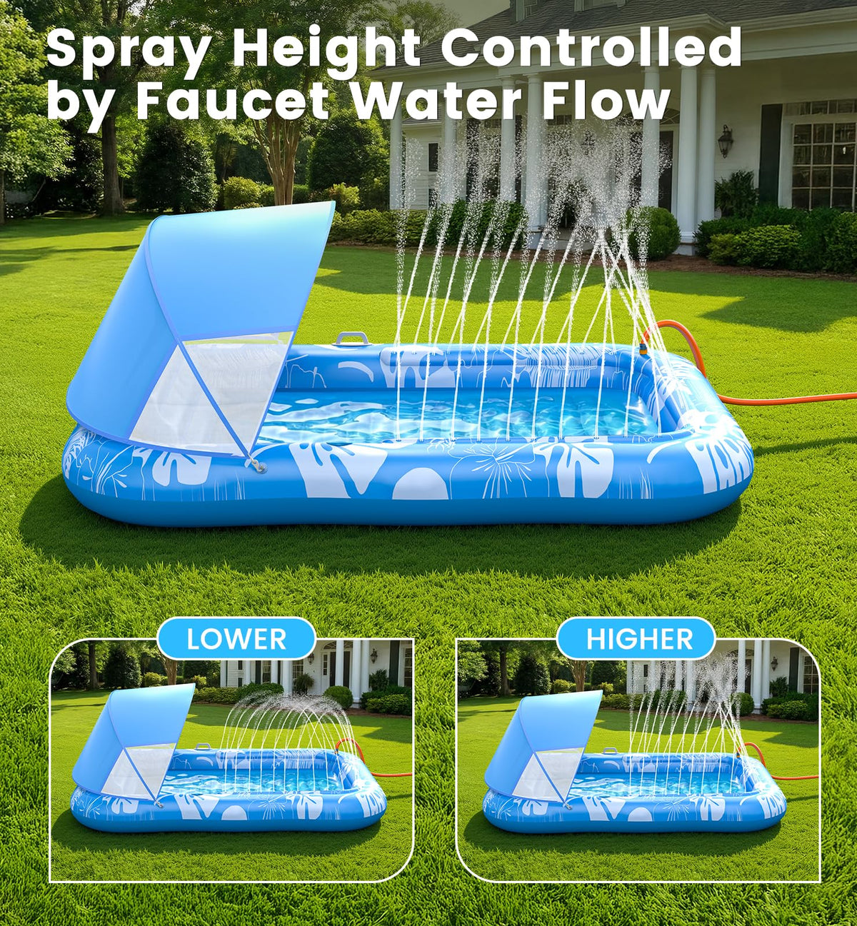 Inflatable Tanning Pool Lounger Float with Sprinkler, Pillow & Cup Holder O6436