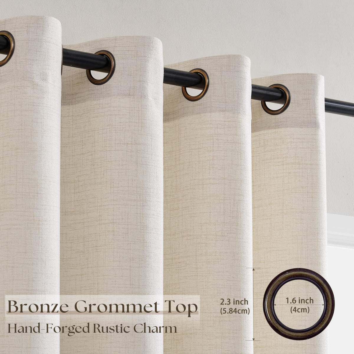 Linen 100 Inch Wide 84 Inch Length Ivory Curtains O46837