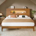 Queen Size Solid Wood Bed Frame with Storage Headboard, Brown K66981