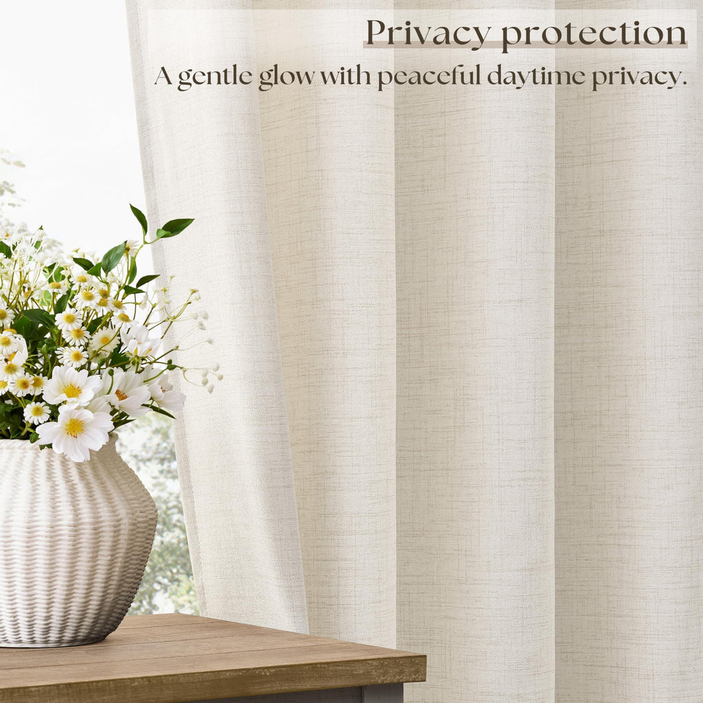 Linen 100 Inch Wide 84 Inch Length Ivory Curtains O46837