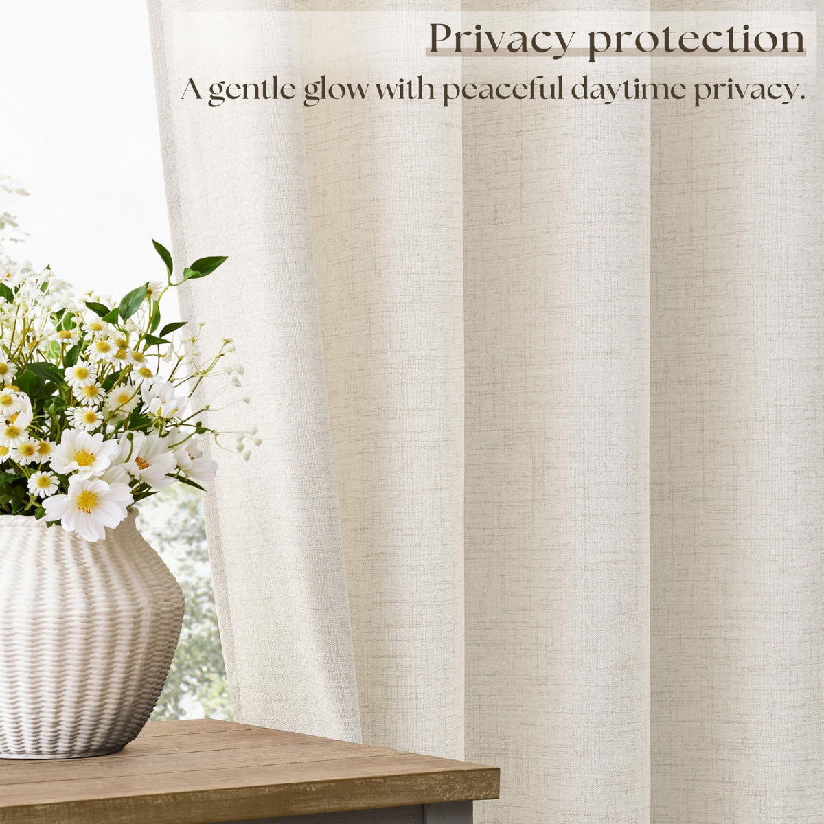 Linen 100 Inch Wide 84 Inch Length Ivory Curtains O46837