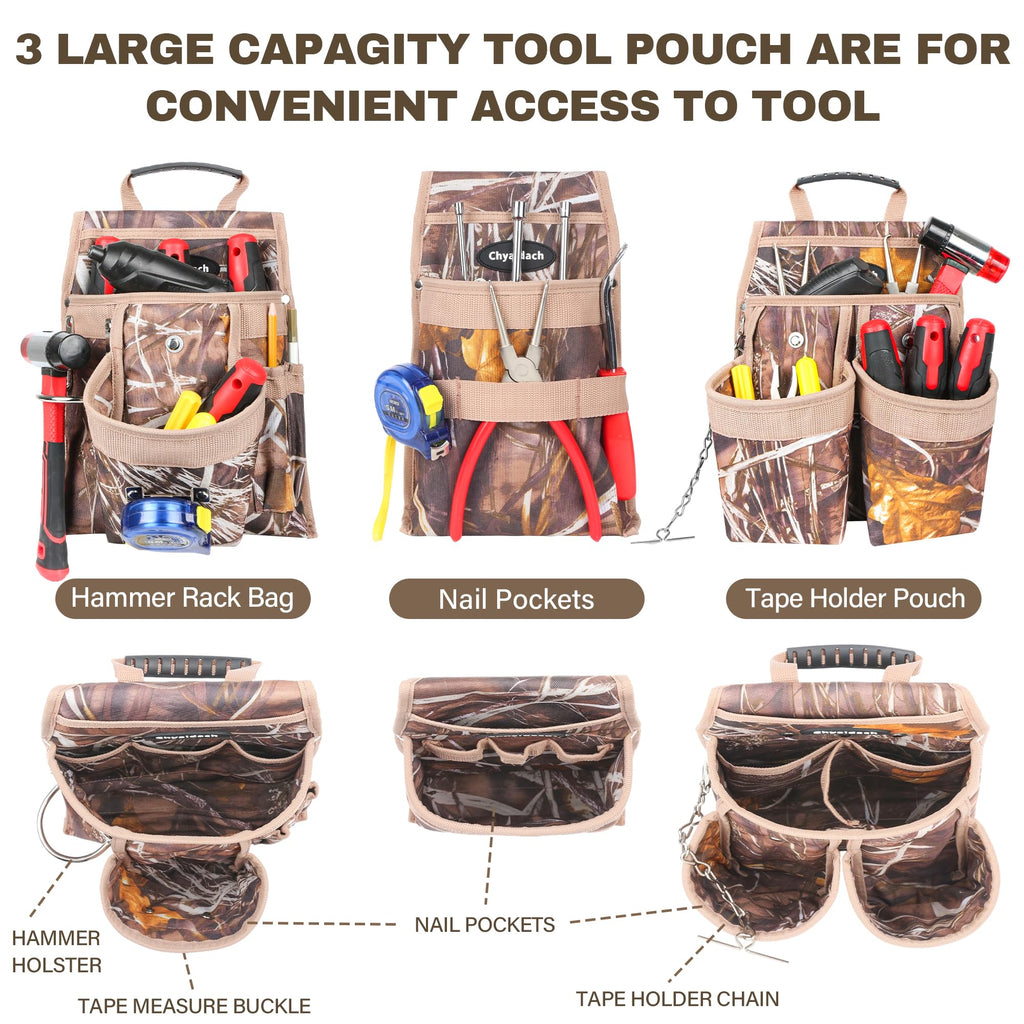 7-Piece Tool Belt Rig with 16 Pockets and Dual Hammer Loops J8219