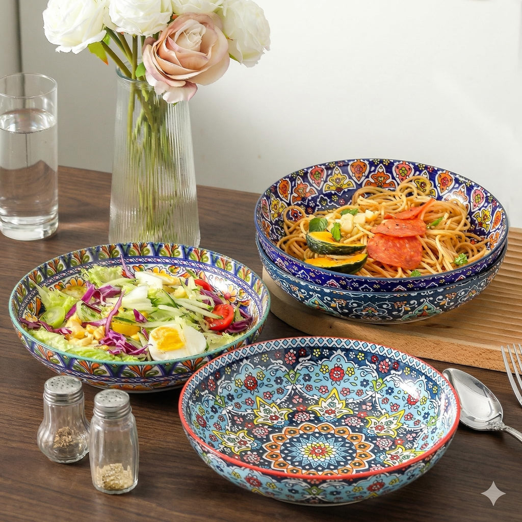 Pasta Bowls Set of 4, 42 oz Ceramic Serving Bowls G36500