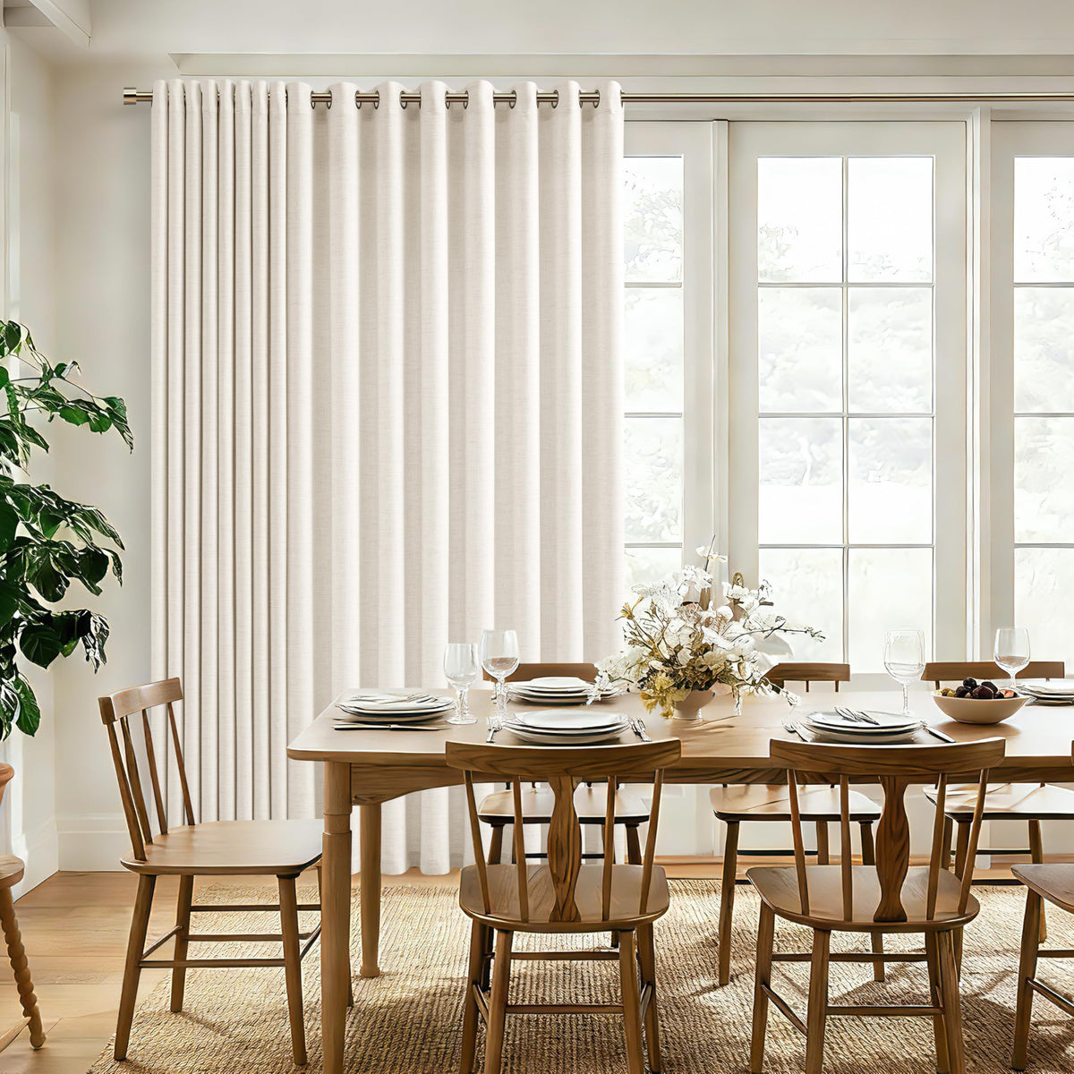 Linen 100 Inch Wide 84 Inch Length Ivory Curtains O46837
